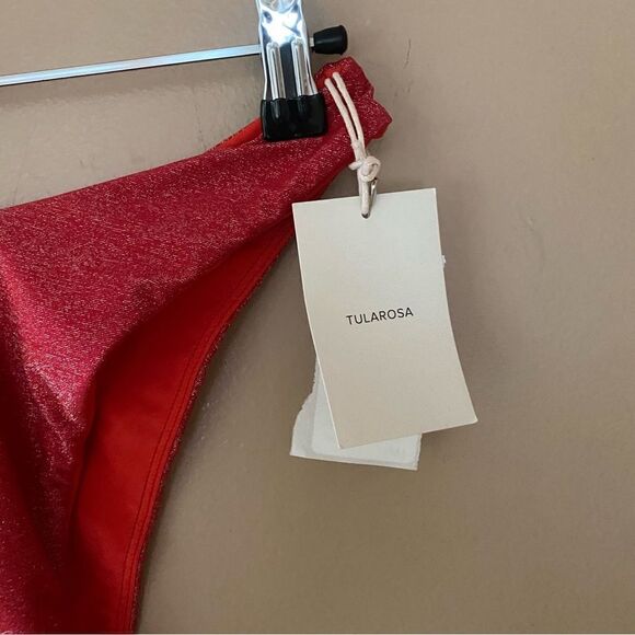 Tularosa New Again bikini bottom high cut red spiced coral cheeky Revolve S NWT - Picture 2 of 8
